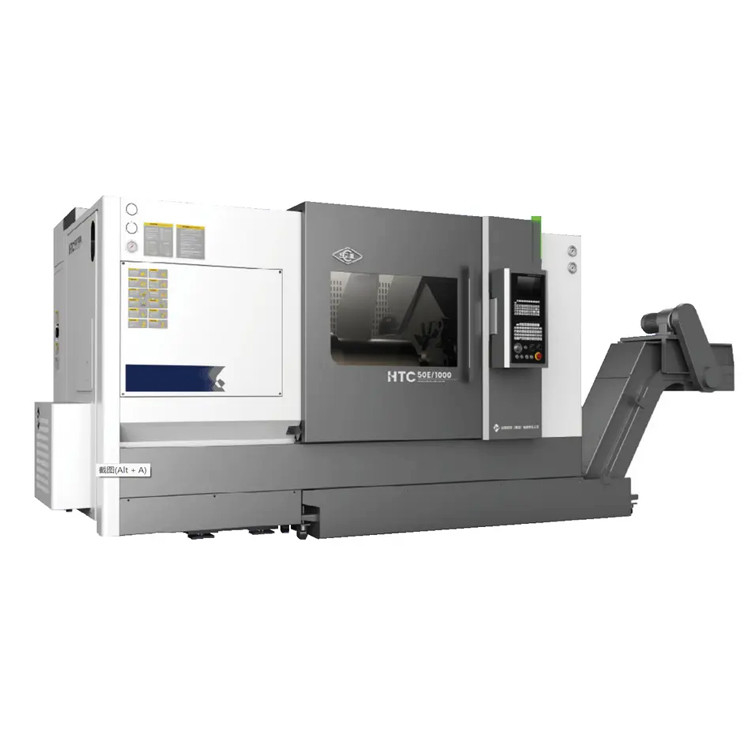 HTC50E 45 graus horizontal inclinado cama CNC máquina de torno 3 eixos CNC fresadora