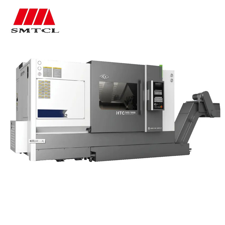 SMTCL Máquina de torno CNC de trilhos rígidos pesados HTC50P 3 eixos CNC de fresagem com ferramentas ao vivo Máquina de torno CNC