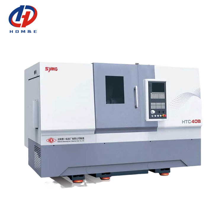 FANUC Torno CNC de alta rigidez de alto torque HTC40B 45 graus de leito inclinado integral Torno CNC para metal