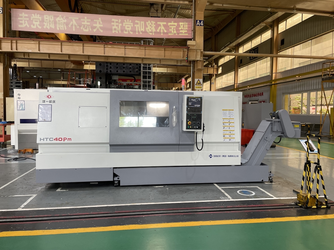Torneio CNC grande HTC40P guia deslizante trilho Fanuc Torneio 12 Estação torre inclinada Cama Torneio CNC