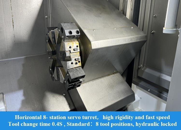 SMTCL Pequenas peças de usinagem HTC16H Metal Slant Bed CNC Lathe 8 estações Lathe CNC horizontal
