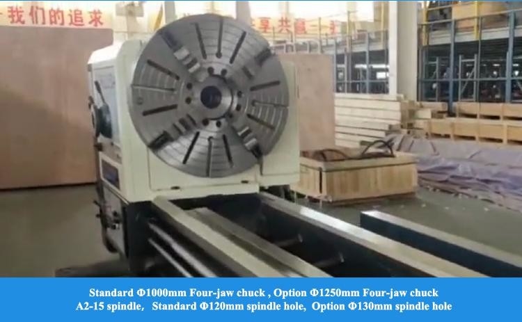 Máquina de torno de 12 metros CW61125D Carregamento de 6T Borração de fuso Diâmetro 120mm Torno manual pesado