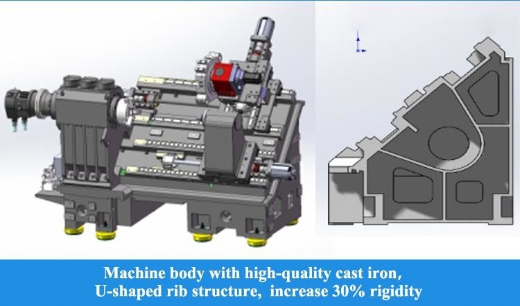 SMTCL Centro de torneamento CNC de corte pesado HTC40Sm Máquina de torneamento CNC de alto torque e alta rigidez