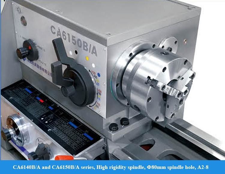 Tornos Mecânicos de Metal CA6140B/A de Alta Precisão com Mandril de 3 Castanhas e Bancada com Fenda Horizontal