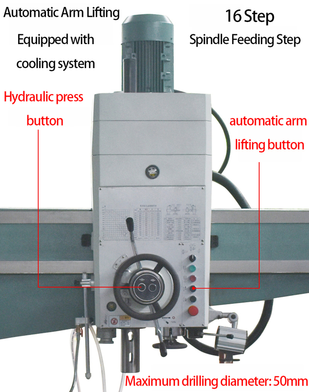 Furadeira Radial Z3050 Alimentação Manual Mudança de Velocidade Hidráulica Diâmetro de Perfuração 50mm Furadeira Radial